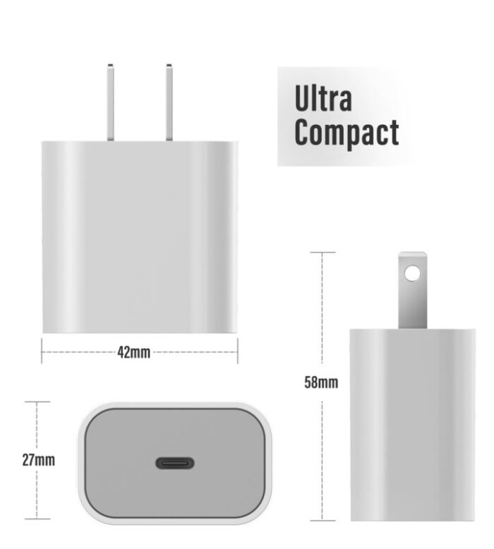 20W Samsung Charger White Dimensions