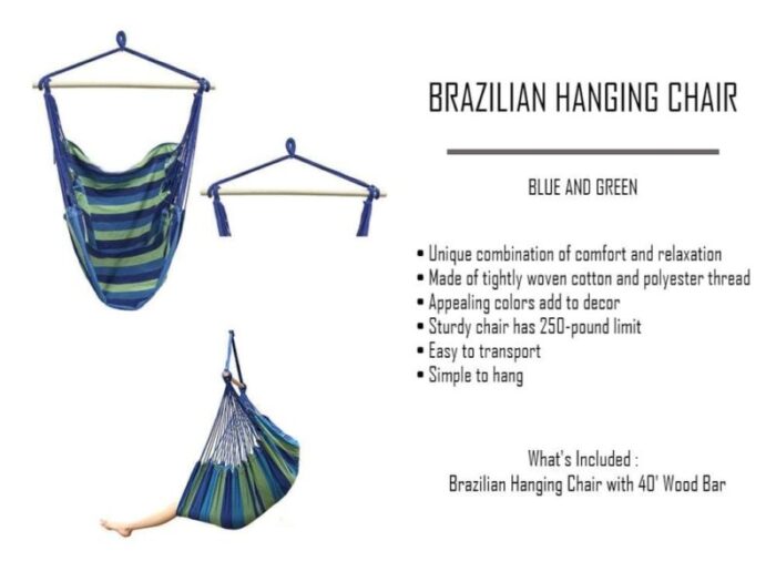 DELUXE BRAZILIAN STYLE DOUBLE HAMMOCK BLUE AND GREEN