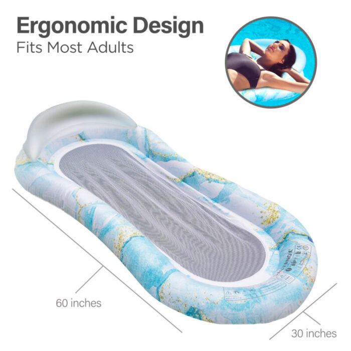 Galvanox Water Lounger Inflatable Floating Boat White Blue Marble IFBT055 9