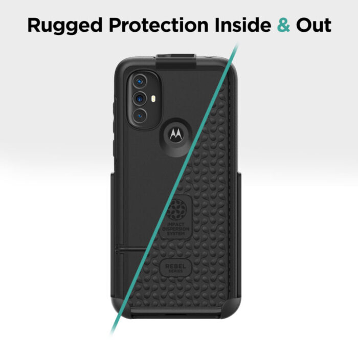 Moto G Power 2022 Rebel Case with Belt Clip Holster Black RB222BKHL 6