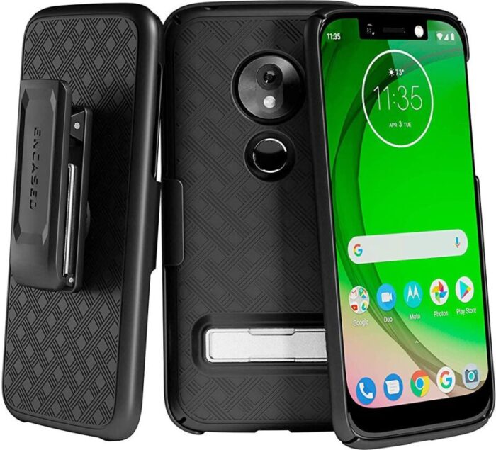 Moto G7 Play Slimline Case And Holster Black Black SL83