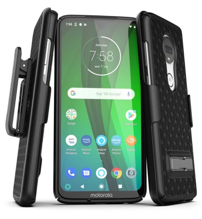 Moto G7 Slimline Case And Holster Black Black SL82