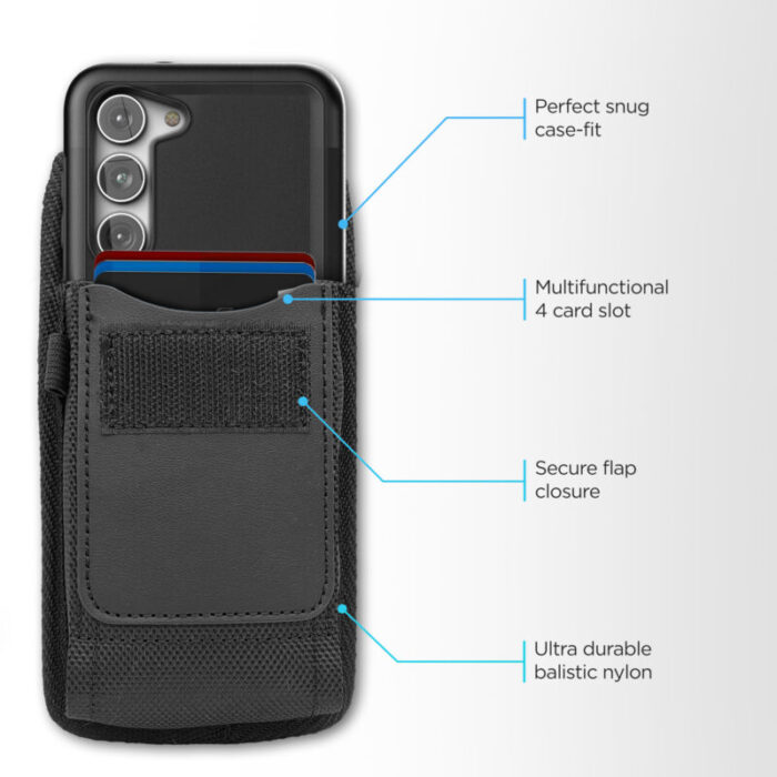 Samsung Galaxy S23 Rebel Case with Nylon Pouch Belt Clip Holster RB308BKNP 3