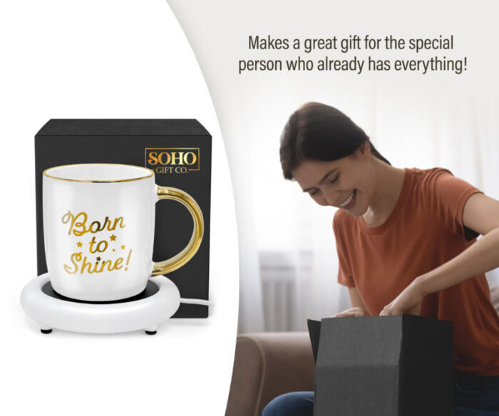 SoHo 12oz Ceramic Coffee Mug Born to Shine with Warmer CCM60217W 7