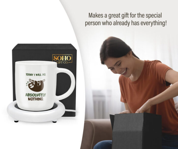 SoHo 12oz Ceramic Coffee Mug TODAY I WILL DO ABSOLUTELY NOTHING with Warmer CCM60617W 6