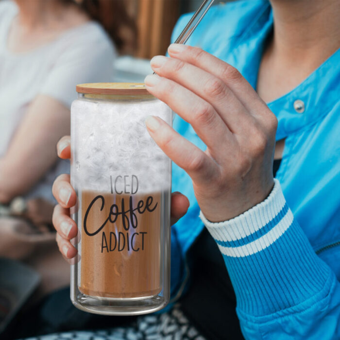 SoHo Iced Coffee Cup with Lid and Straw ICED COFFEE ADDICT LI3540 5