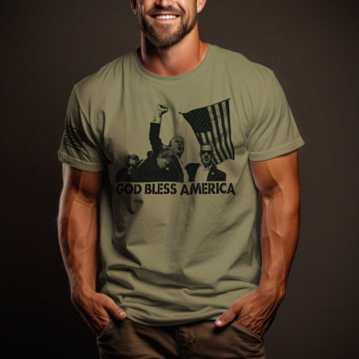 god bless america trump 1 shirt olive moss 1